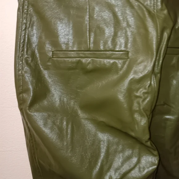 Zara Olive Green Faux Leather Pants - Picture 5 of 7
